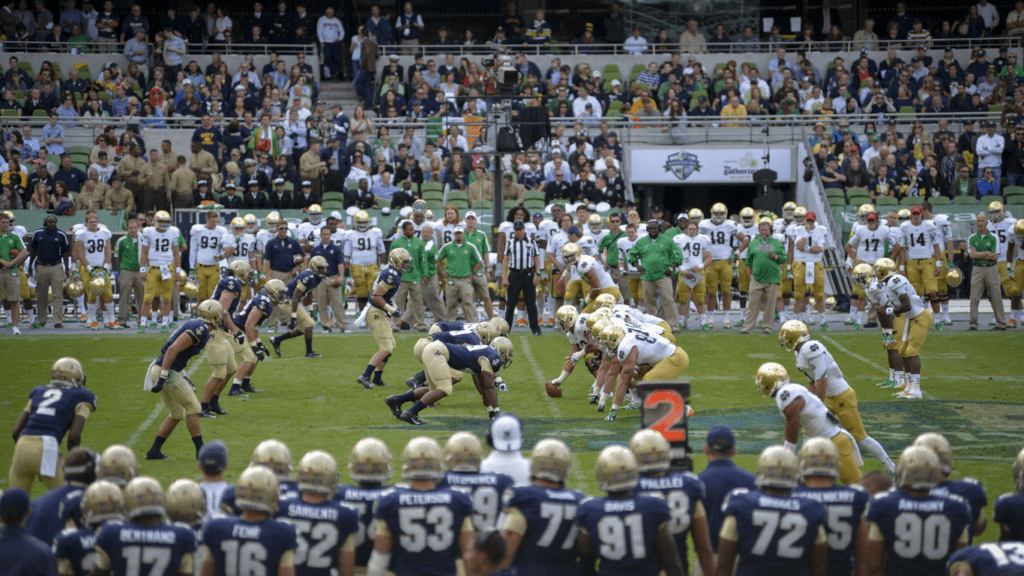 American football game about to begin