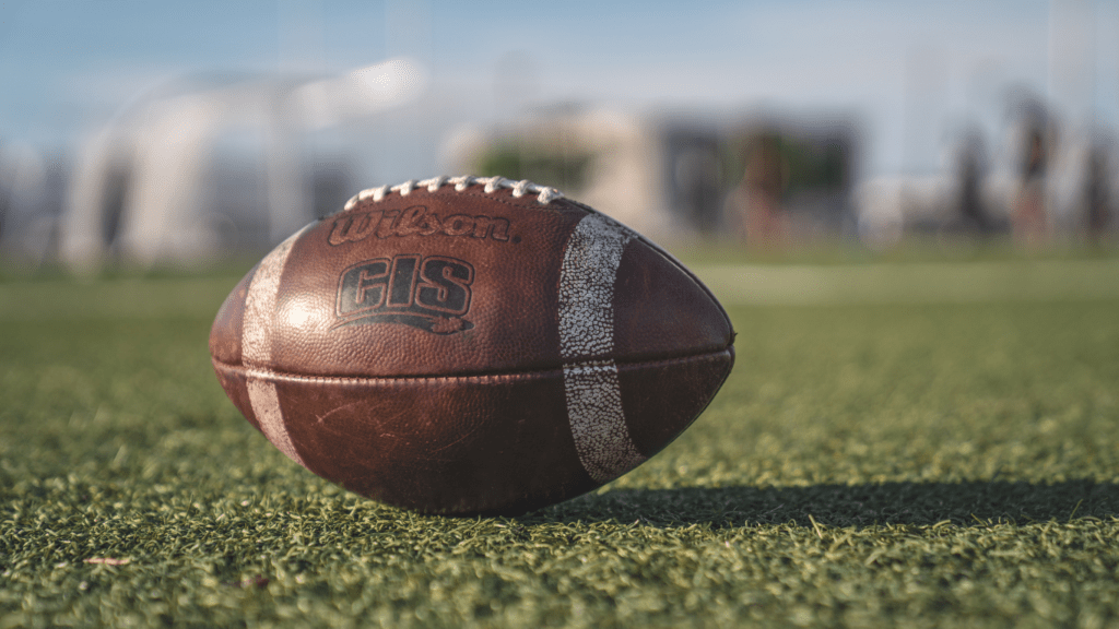 Brown wilson pigskin football on green grass