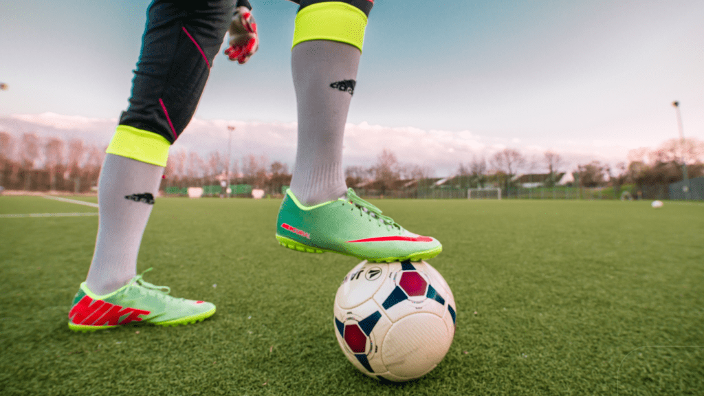 football player maneuvering a ball