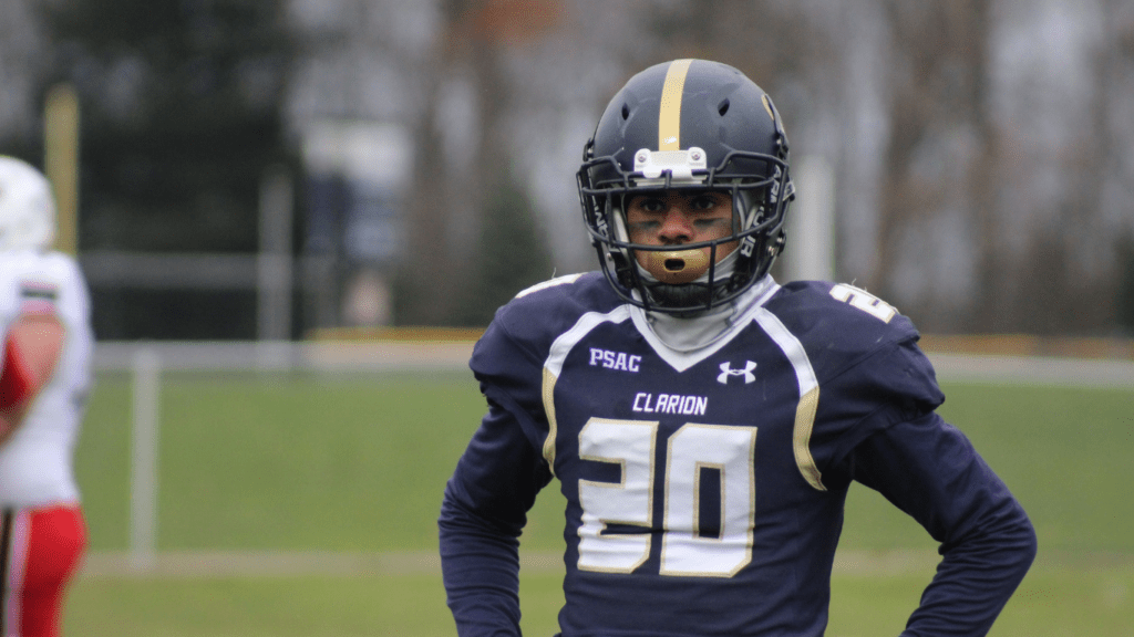 Football player standing on field