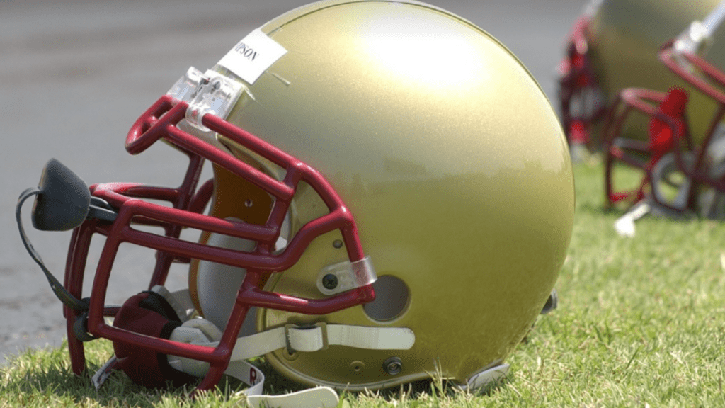 gold football helmet