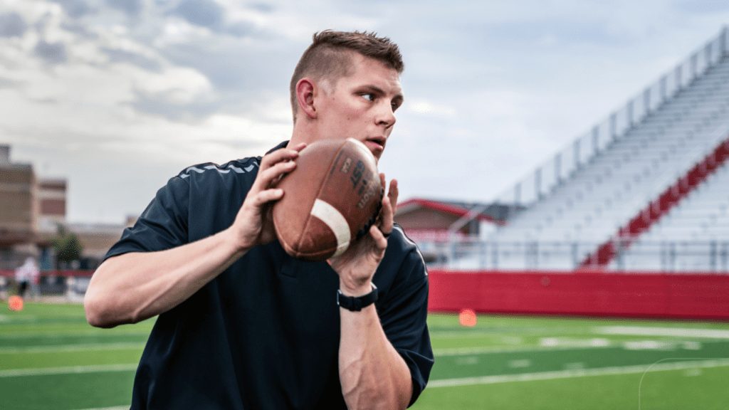 american footballer on stadium