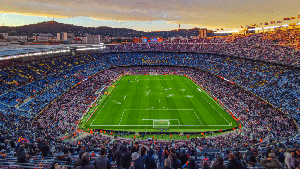 People inside a football stadium