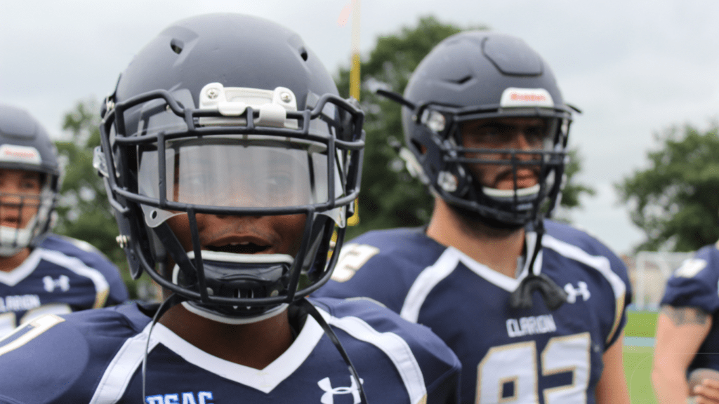 football players in blue uniform