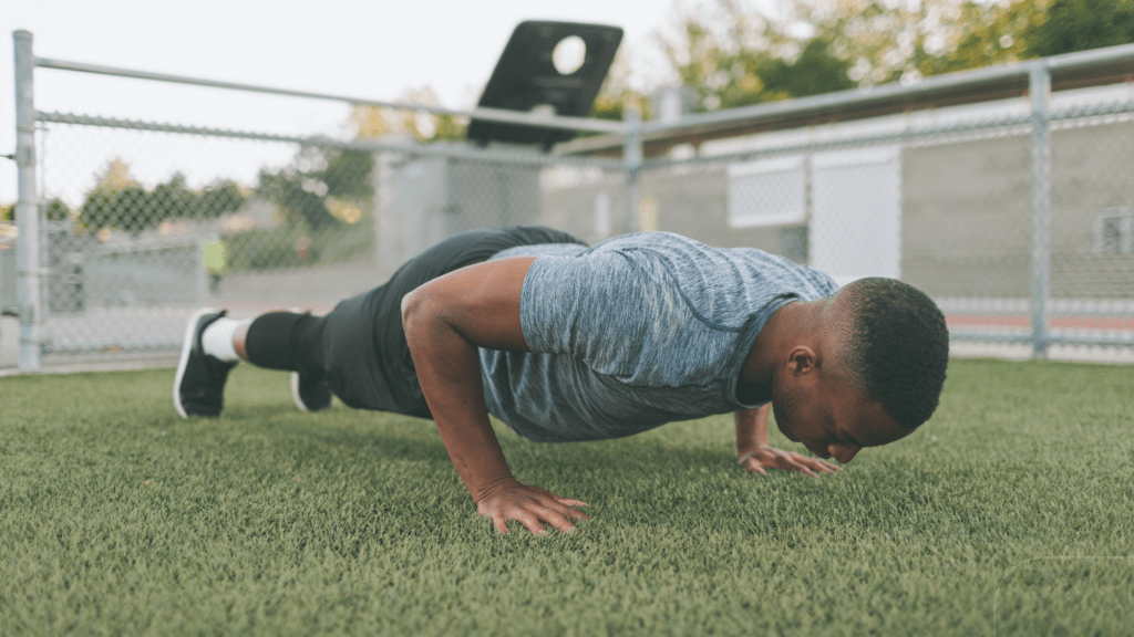 man seriously exercising