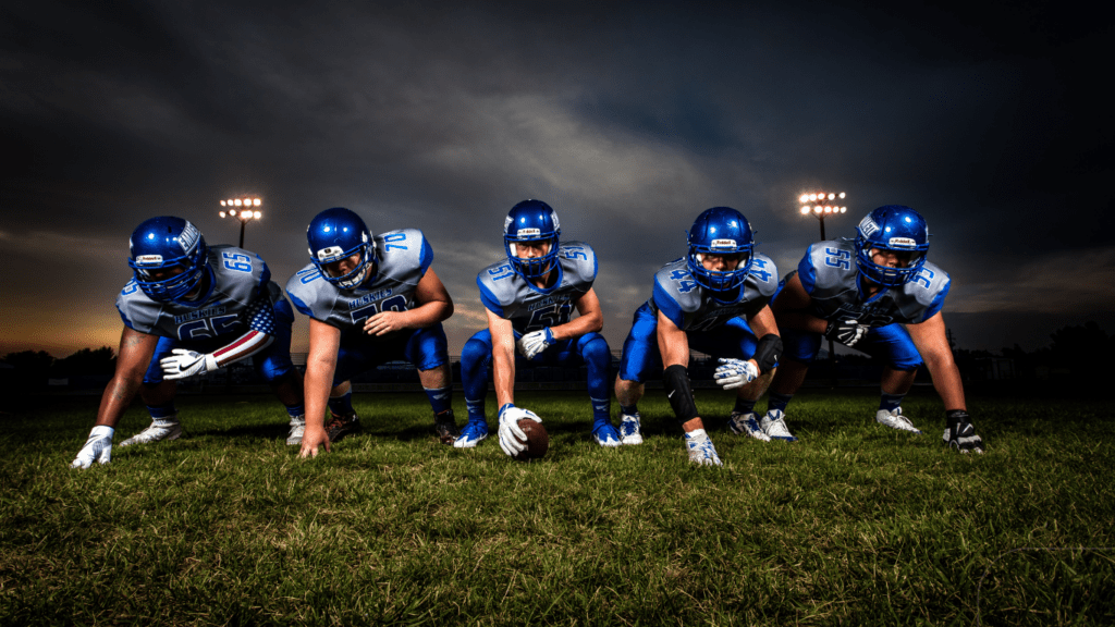 american football team photoshoot