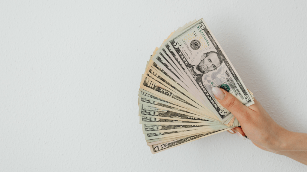 dollar bills in white background