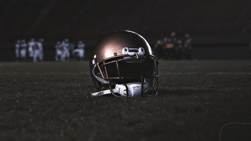 football helmet in the field