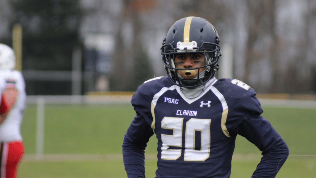 football player with black helmet